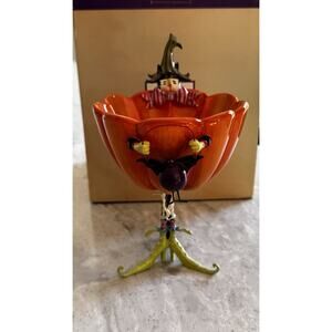 Dept. 56 Krinkles Patience Brewster Halloween Pumpkin Cat Candy Dish RARE! EUC